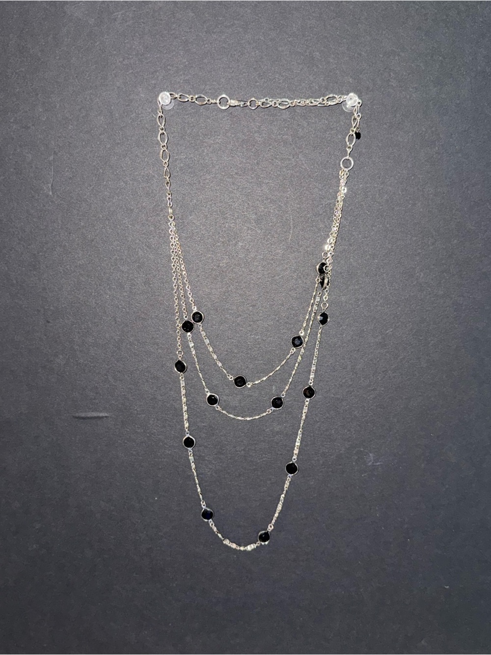 Multi-Layer Black Bead Silver Necklace - Women Jewelry